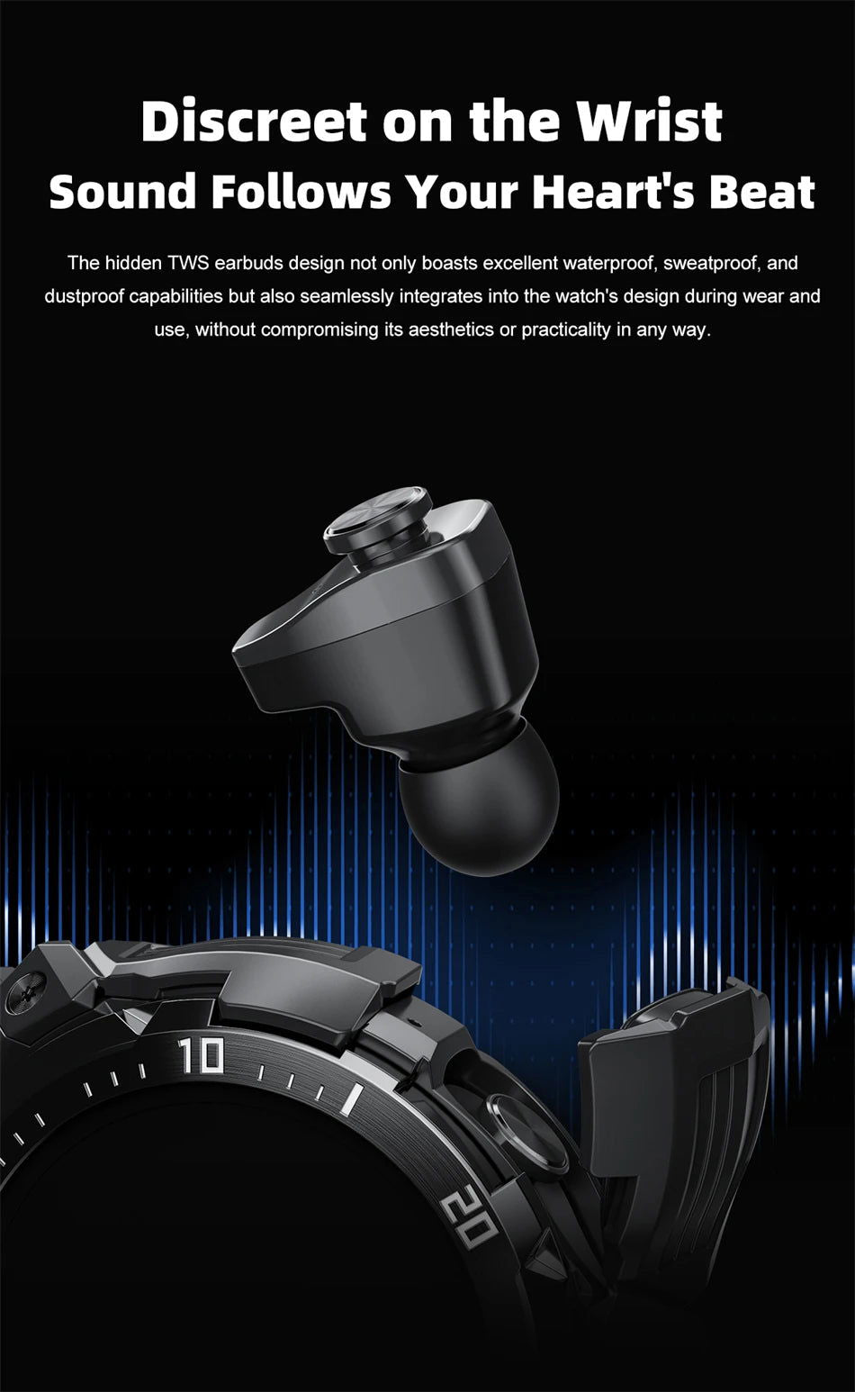 2 In 1 Bluetooth Headset Smart Watches With Earbuds Waterproof - Sonic Online Shop OM - 2 In 1 Bluetooth Headset Smart Watches With Earbuds Waterproof - Sonic Online Shop OM 
