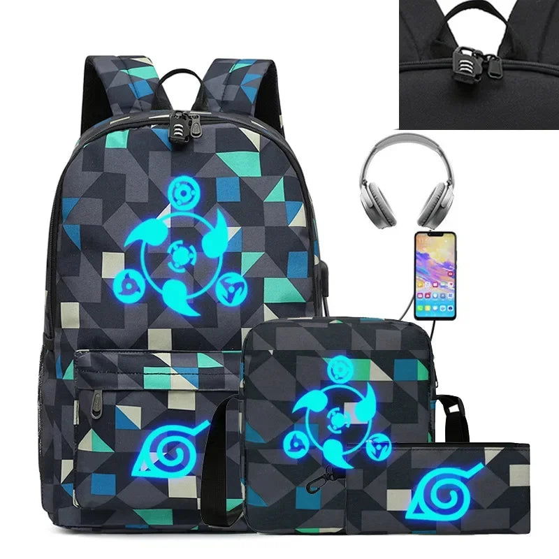 3-piece Set of Printed Naruto Backpack - Sonic Online Shop OM - 3-piece Set of Printed Naruto Backpack - Sonic Online Shop OM - 3-piece Set of Printed Naruto Backpack - Sonic Online Shop OM -  