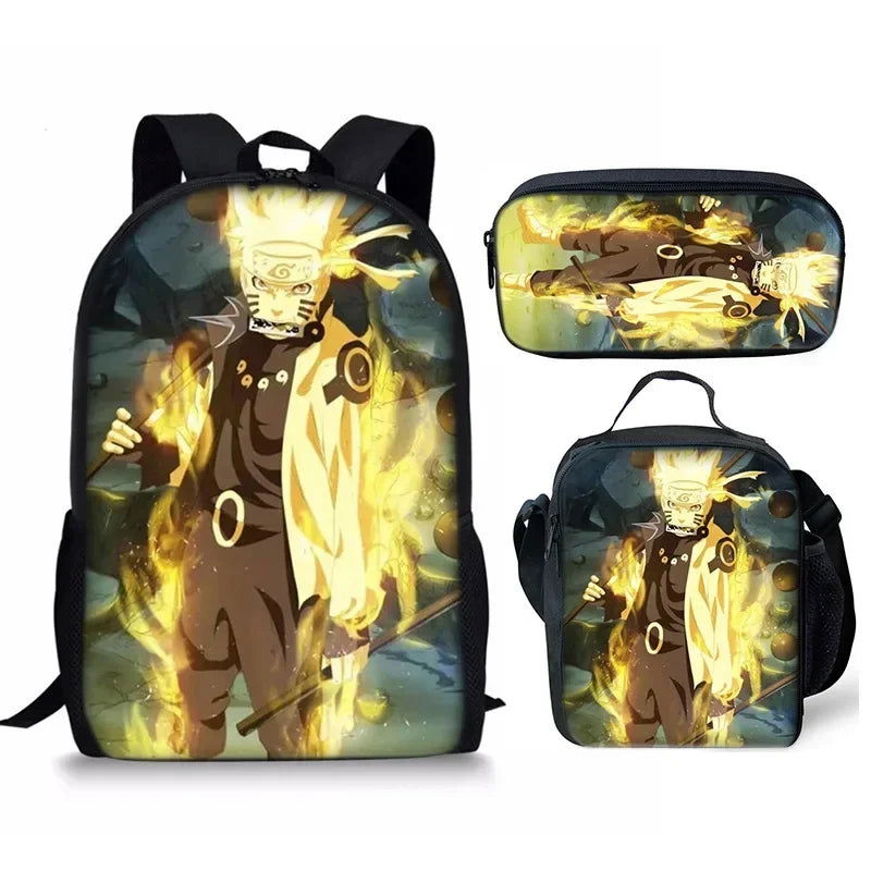 3-piece Set of Printed Naruto Backpack - Sonic Online Shop OM - 3-piece Set of Printed Naruto Backpack - Sonic Online Shop OM 