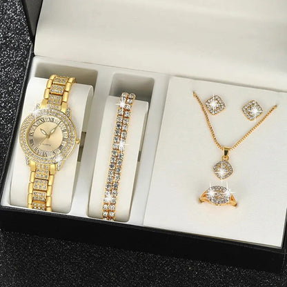7pcs Women's Watch Fashion Casual Round Pointer Quartz Watch and Necklace Bracelet Ring Earring Set - Sonic Online Shop OM - 7pcs Women's Watch Fashion Casual Round Pointer Quartz Watch and Necklace Bracelet Ring Earring Set - Sonic Online Shop OM - 7pcs Women's Watch Fashion Casual Round Pointer Quartz Watch and Necklace Bracelet Ring Earring Set - Sonic Online Shop OM -  