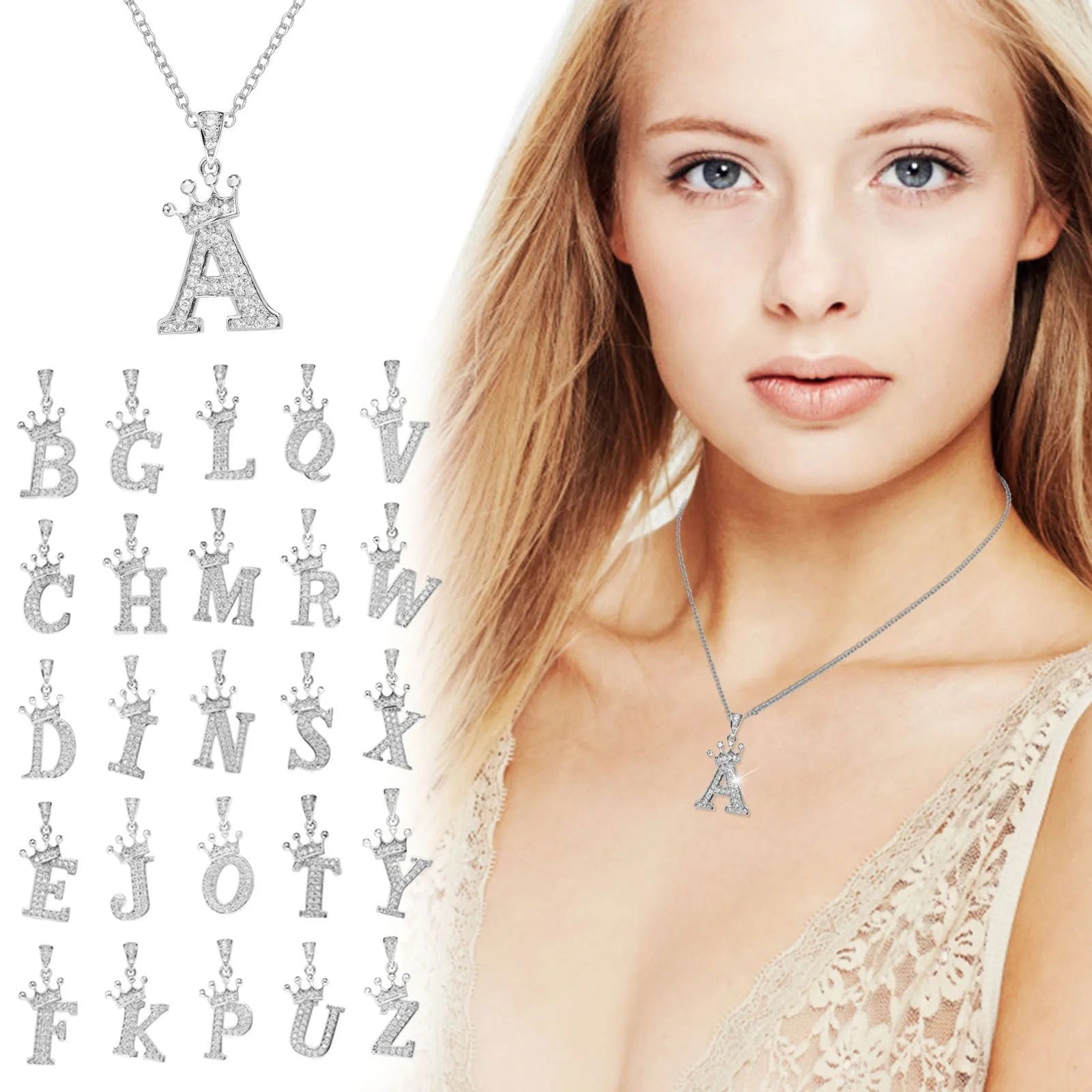 A-Z Letter Initial Pendant Necklace Silver Color - Sonic Online Shop OM - A-Z Letter Initial Pendant Necklace Silver Color - Sonic Online Shop OM - A-Z Letter Initial Pendant Necklace Silver Color - Sonic Online Shop OM -  