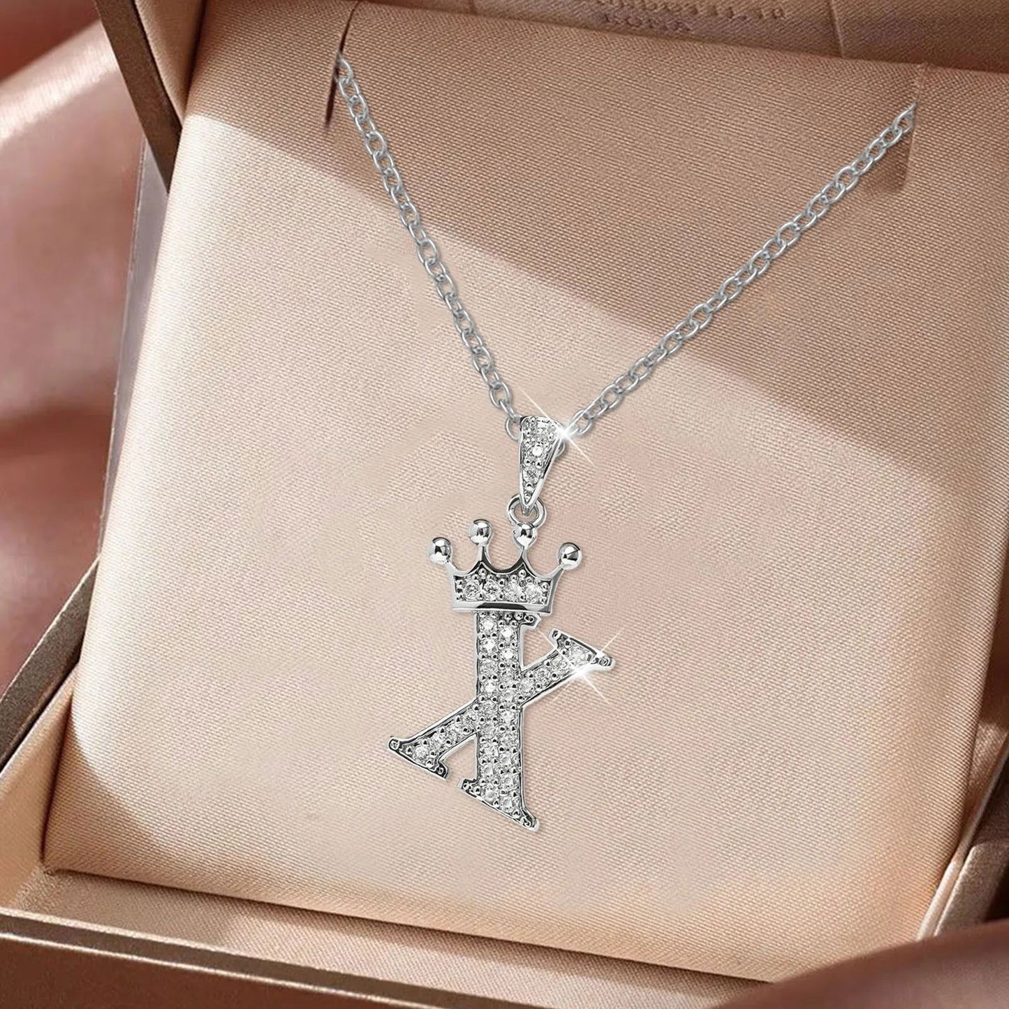 A-Z Letter Initial Pendant Necklace Silver Color - Sonic Online Shop OM - A-Z Letter Initial Pendant Necklace Silver Color - Sonic Online Shop OM 