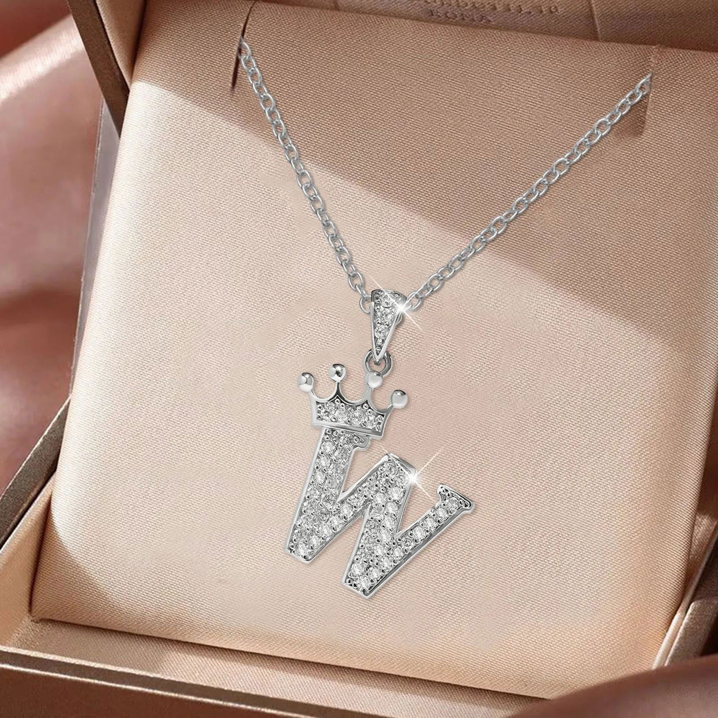 A-Z Letter Initial Pendant Necklace Silver Color - Sonic Online Shop OM - A-Z Letter Initial Pendant Necklace Silver Color - Sonic Online Shop OM 