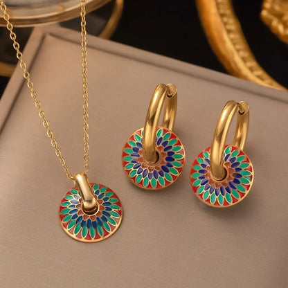 Fashion Four-leaf Clover Stainless Steel Earrings Necklace Set - Sonic Online Shop OM - Fashion Four-leaf Clover Stainless Steel Earrings Necklace Set - Sonic Online Shop OM - Fashion Four-leaf Clover Stainless Steel Earrings Necklace Set - Sonic Online Shop OM -  