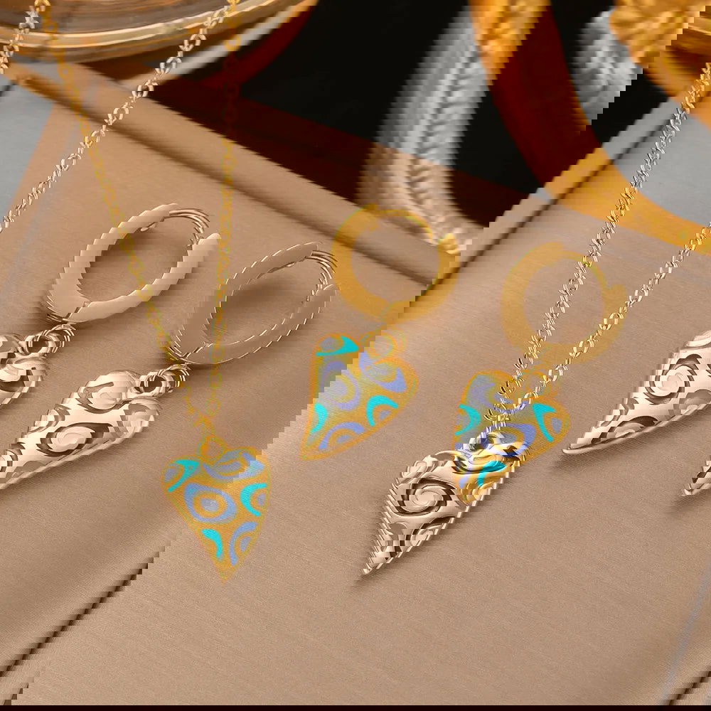 Fashion Four-leaf Clover Stainless Steel Earrings Necklace Set - Sonic Online Shop OM - Fashion Four-leaf Clover Stainless Steel Earrings Necklace Set - Sonic Online Shop OM - Fashion Four-leaf Clover Stainless Steel Earrings Necklace Set - Sonic Online Shop OM -  