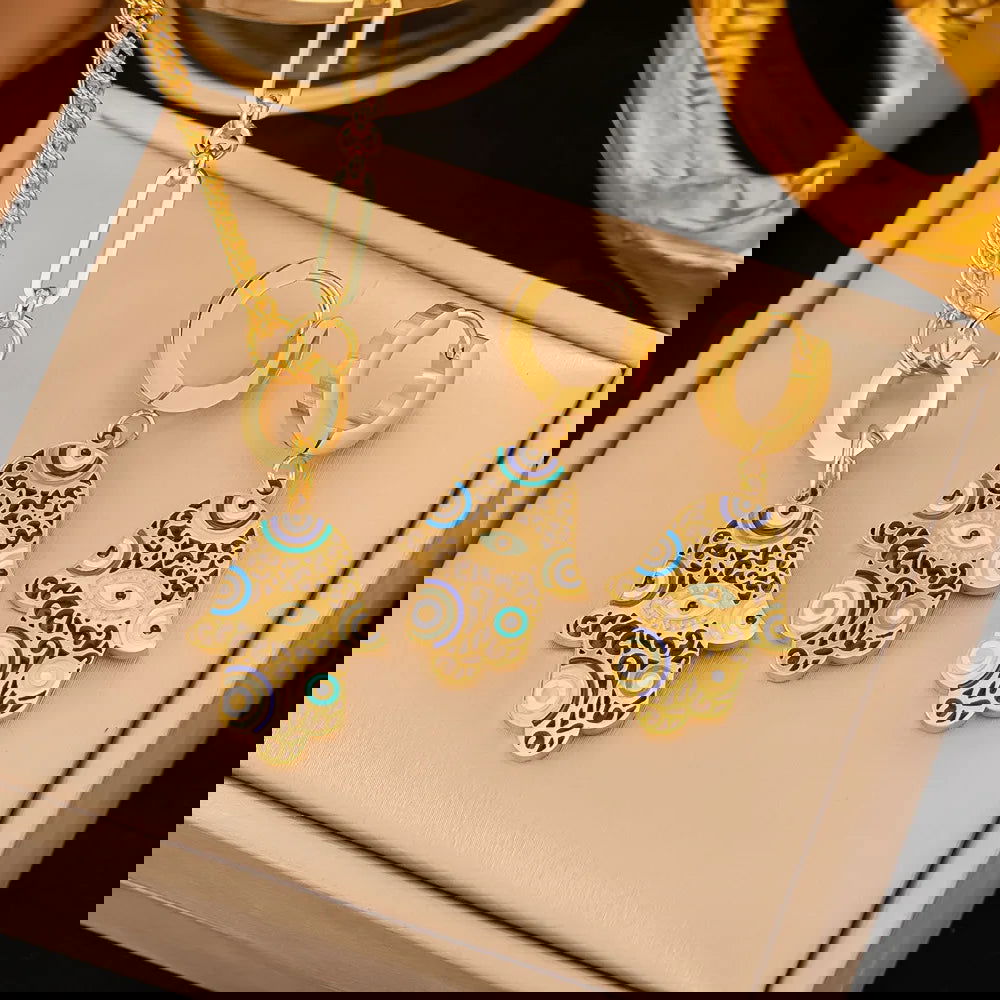 Fashion Four-leaf Clover Stainless Steel Earrings Necklace Set - Sonic Online Shop OM - Fashion Four-leaf Clover Stainless Steel Earrings Necklace Set - Sonic Online Shop OM - Fashion Four-leaf Clover Stainless Steel Earrings Necklace Set - Sonic Online Shop OM -  