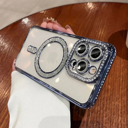 Fashion Glitter Diamond Clear Phone Case For iPhone 15 14 13 12 11 Pro Max 15 Plus Magnetic For Magsafe Wireless Charge Cover - Sonic Online Shop OM - Fashion Glitter Diamond Clear Phone Case For iPhone 15 14 13 12 11 Pro Max 15 Plus Magnetic For Magsafe Wireless Charge Cover - Sonic Online Shop OM -   