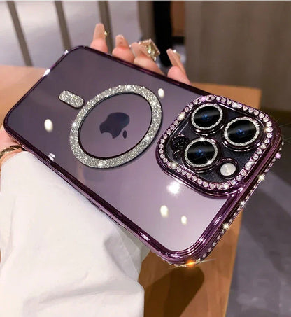 Fashion Glitter Diamond Clear Phone Case For iPhone 15 14 13 12 11 Pro Max 15 Plus Magnetic For Magsafe Wireless Charge Cover - Sonic Online Shop OM - Fashion Glitter Diamond Clear Phone Case For iPhone 15 14 13 12 11 Pro Max 15 Plus Magnetic For Magsafe Wireless Charge Cover - Sonic Online Shop OM -   