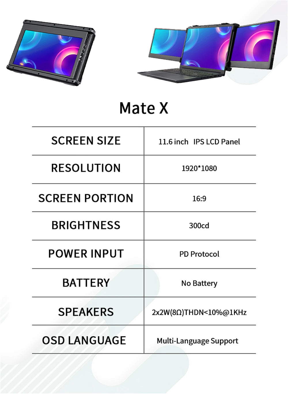GTMEDIA 11.6 Inch Portable Monitor Laptop Triple Dual Extender Screen Full View 1920x1080 IPS FHD Fold Display Laptops Monitor - Sonic Online Shop OM - GTMEDIA 11.6 Inch Portable Monitor Laptop Triple Dual Extender Screen Full View 1920x1080 IPS FHD Fold Display Laptops Monitor - Sonic Online Shop OM -   