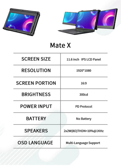 GTMEDIA 11.6 Inch Portable Monitor Laptop Triple Dual Extender Screen Full View 1920x1080 IPS FHD Fold Display Laptops Monitor - Sonic Online Shop OM - GTMEDIA 11.6 Inch Portable Monitor Laptop Triple Dual Extender Screen Full View 1920x1080 IPS FHD Fold Display Laptops Monitor - Sonic Online Shop OM -   
