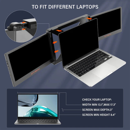 GTMEDIA 11.6 Inch Portable Monitor Laptop Triple Dual Extender Screen Full View 1920x1080 IPS FHD Fold Display Laptops Monitor - Sonic Online Shop OM - GTMEDIA 11.6 Inch Portable Monitor Laptop Triple Dual Extender Screen Full View 1920x1080 IPS FHD Fold Display Laptops Monitor - Sonic Online Shop OM -   