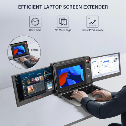 GTMEDIA 11.6 Inch Portable Monitor Laptop Triple Dual Extender Screen Full View 1920x1080 IPS FHD Fold Display Laptops Monitor - Sonic Online Shop OM - GTMEDIA 11.6 Inch Portable Monitor Laptop Triple Dual Extender Screen Full View 1920x1080 IPS FHD Fold Display Laptops Monitor - Sonic Online Shop OM -   