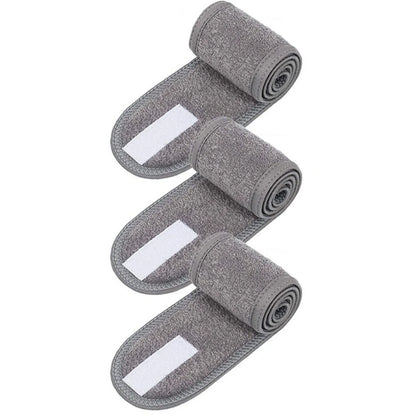 3Pcs Facial Spa hair accessories Kit Makeup Shower Bath Wrap Adjustable Stretch Towel with Magic Tape