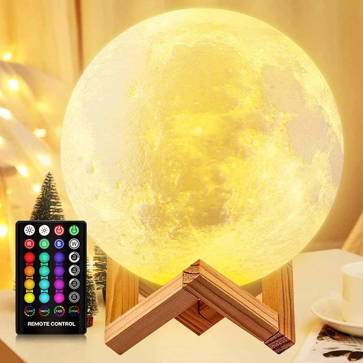 Moon Lamp  16 Colors LED 3D Moon Light Touch Remote Control Rechargeable - Sonic Online Shop OM -  