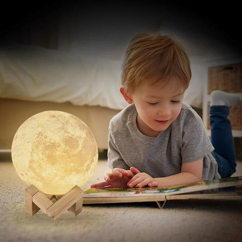 Moon Lamp  16 Colors LED 3D Moon Light Touch Remote Control Rechargeable - Sonic Online Shop OM -  