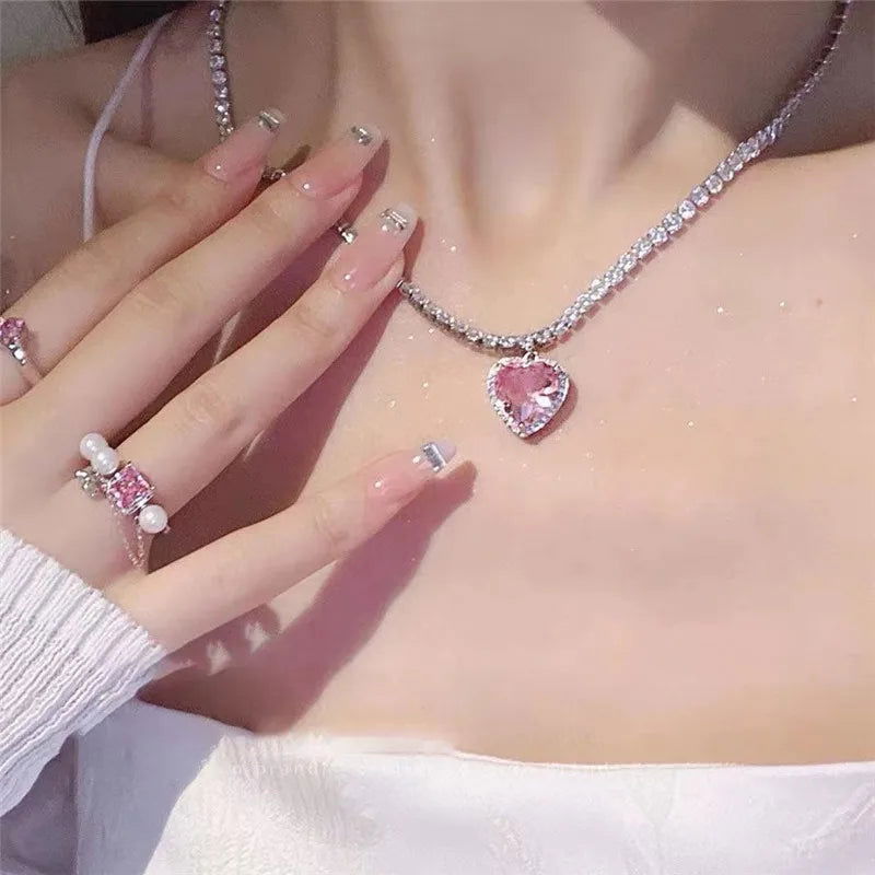Pink Heart Pendant Necklace for Lovers - Sonic Online Shop OM - Pink Heart Pendant Necklace for Lovers - Sonic Online Shop OM - Pink Heart Pendant Necklace for Lovers - Sonic Online Shop OM -  