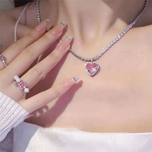 Pink Heart Pendant Necklace for Lovers - Sonic Online Shop OM - Pink Heart Pendant Necklace for Lovers - Sonic Online Shop OM - Pink Heart Pendant Necklace for Lovers - Sonic Online Shop OM -  