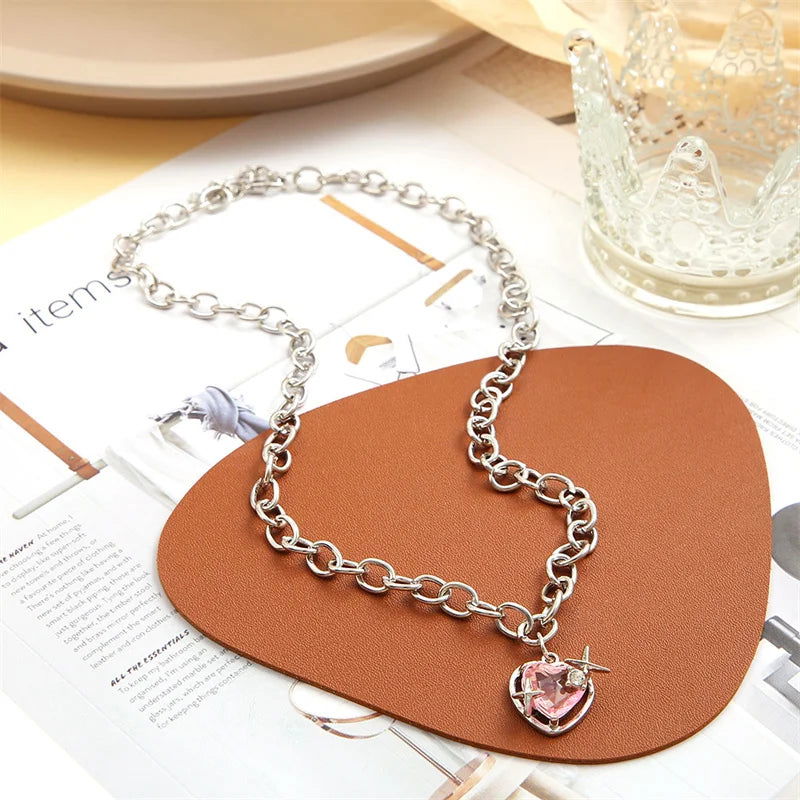 Pink Heart Pendant Necklace for Lovers - Sonic Online Shop OM - Pink Heart Pendant Necklace for Lovers - Sonic Online Shop OM 