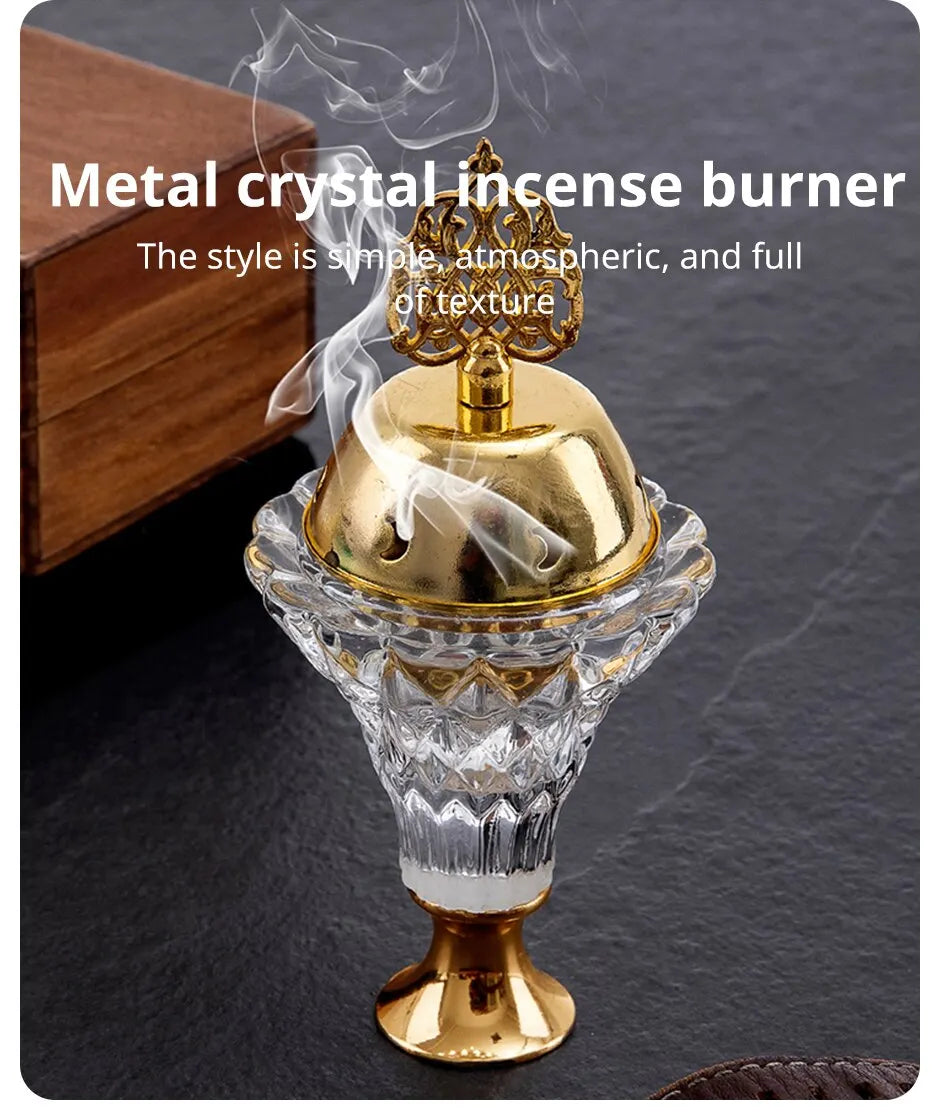 1Pc Artificial Crystal Incense Burner With Cover