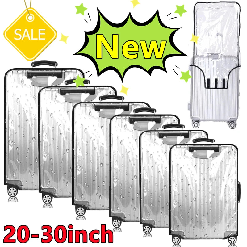 New 20-30inch Luggage Cover Transparent Protector Waterproof Thickened Suitcase Cover PVC Rolling Cover for Traveling Suitcase