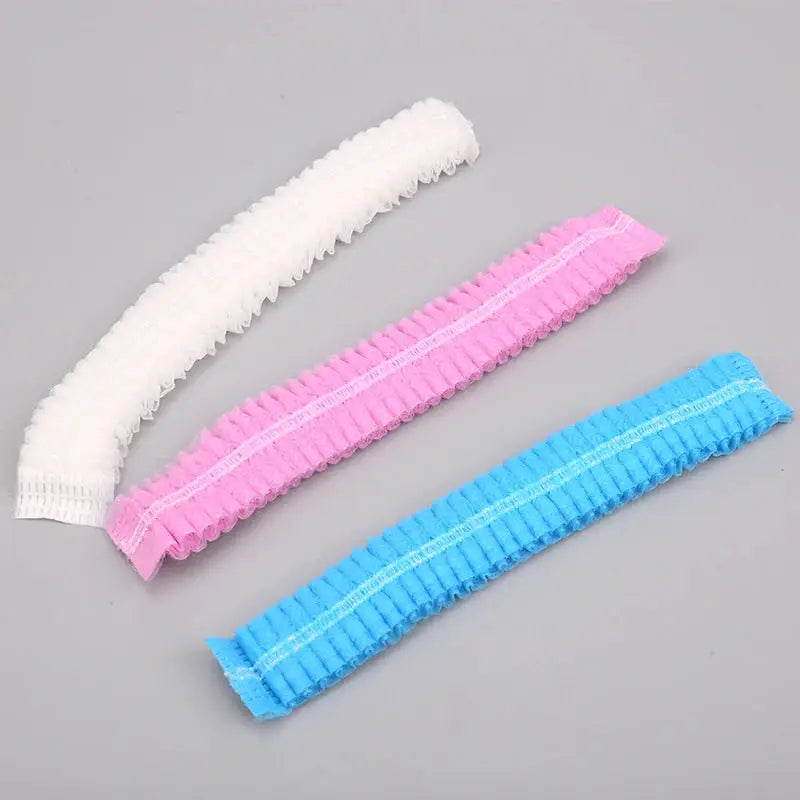 Disposable Hair Head Caps 100PCS Non-Woven Bouffant Hat Caps Elastic Anti Dust Hair Net Covers  for Bath Shower Hair Dye Makeup