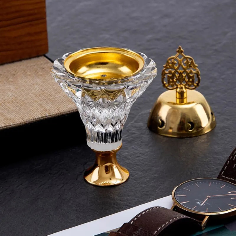 1Pc Artificial Crystal Incense Burner With Cover