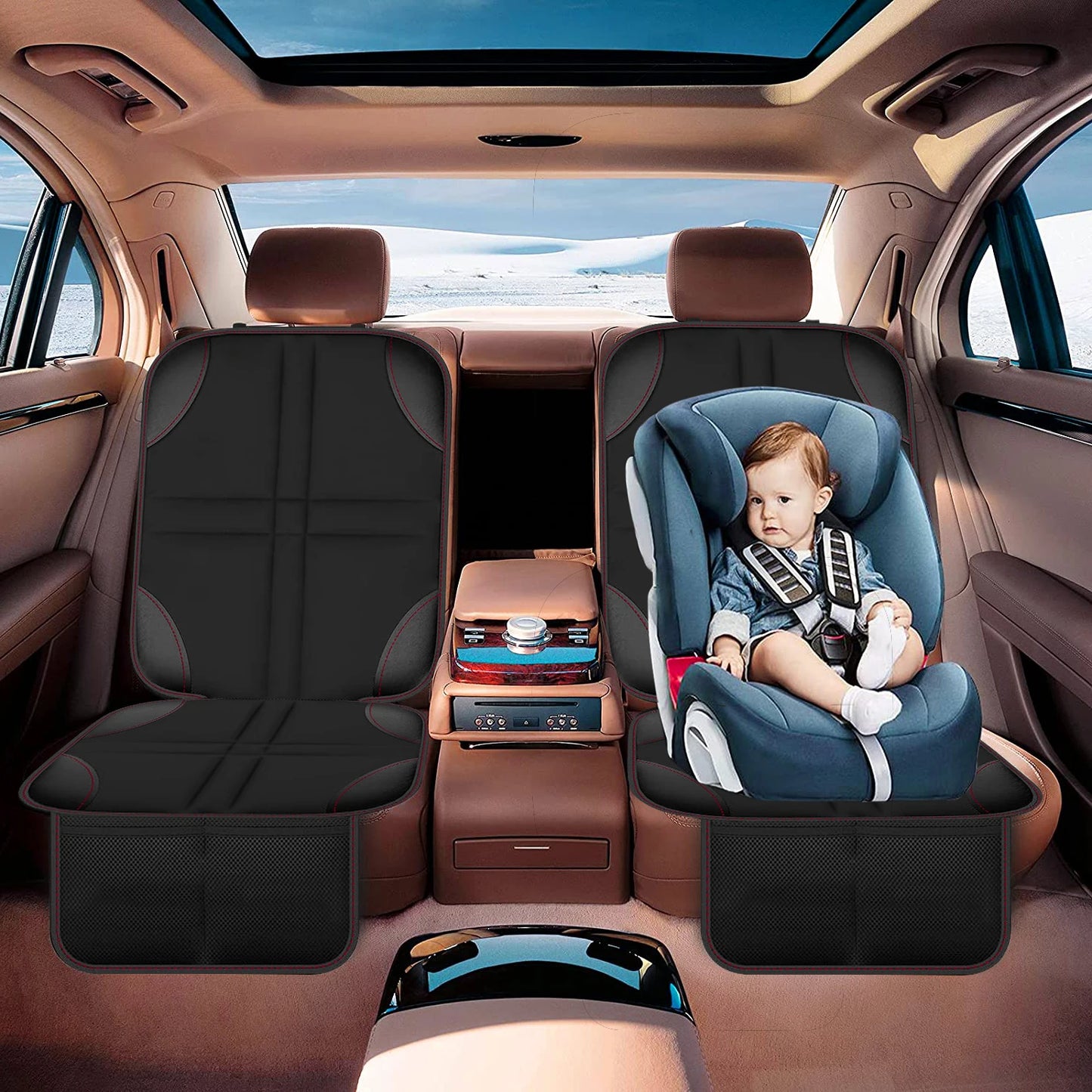 Car seat Protector,UMJWYJ 2Pack Car Seat Protectors for Child car seat - Large Particle Silica Gel Non-Slip Base Material