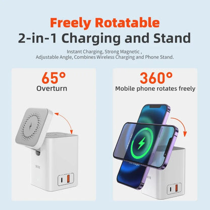 QERE Mobile Phone Magnetic Wireless Charger Station Fast Charging Safe Multi-functional Portable Foldable Mini  Wireless Charger