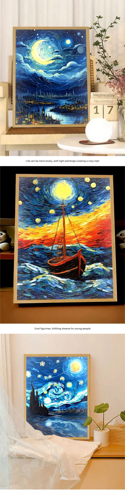 Van Gogh Art Anime LED Light Painting Room Decor