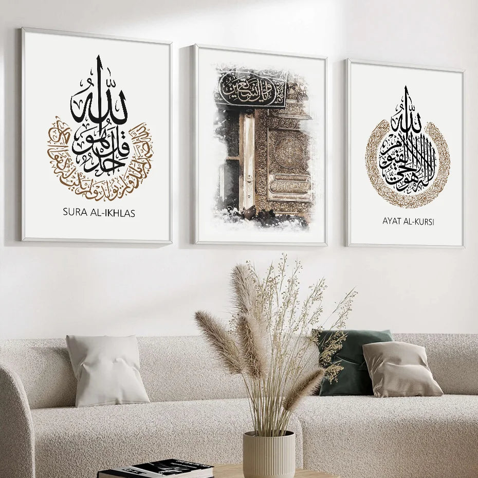 3PCS Islamic Calligraphy Poster Painting Canva Prints Picture