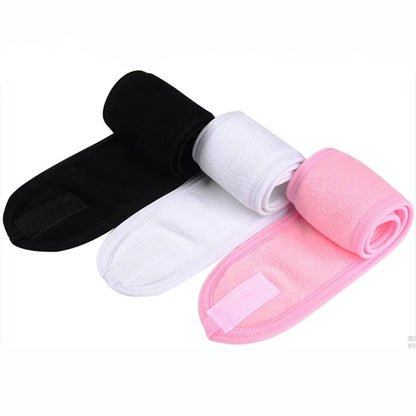 3Pcs Facial Spa hair accessories Kit Makeup Shower Bath Wrap Adjustable Stretch Towel with Magic Tape