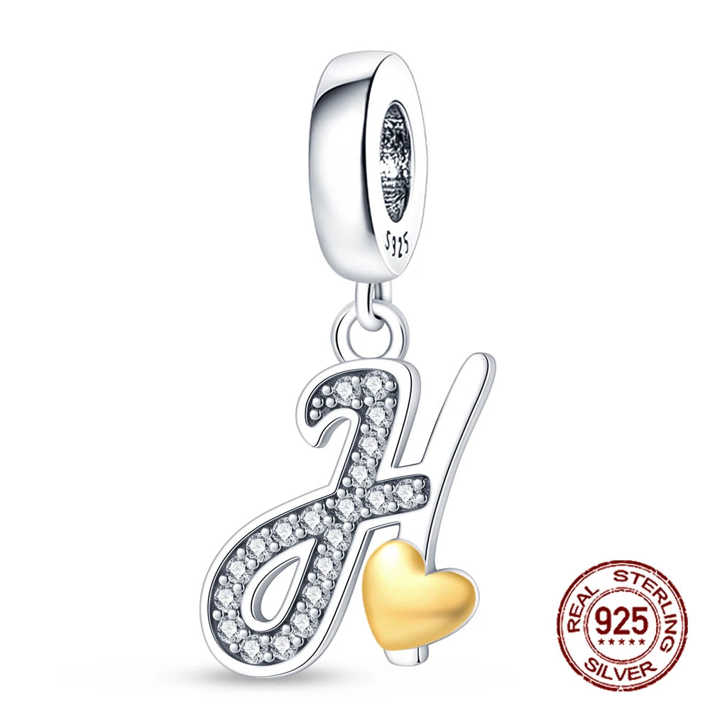 925 sterling silver A-Z English letters pendant - Bracelet - Pandora style - Sonic Online Shop OM - 48869858181411 