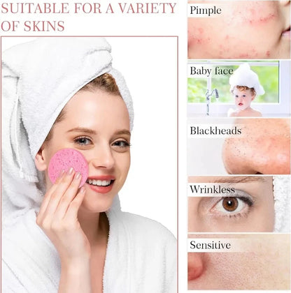 10PCS Compress Face Wash Puff Natural Wood Pulp Sponge Face Wash Puff Foaming Face Puff Cosmetic Puff Face Cleansing Sponge