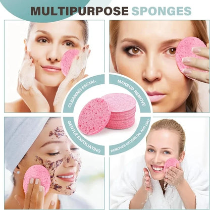 10PCS Compress Face Wash Puff Natural Wood Pulp Sponge Face Wash Puff Foaming Face Puff Cosmetic Puff Face Cleansing Sponge