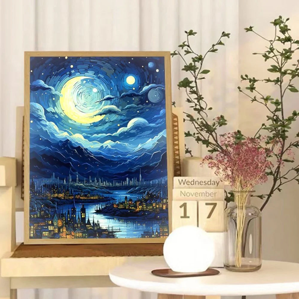 ديكور غرفة الرسم على ضوء LED لرسومات فان جوخ