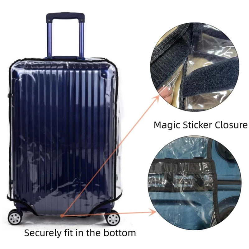 New 20-30inch Luggage Cover Transparent Protector Waterproof Thickened Suitcase Cover PVC Rolling Cover for Traveling Suitcase