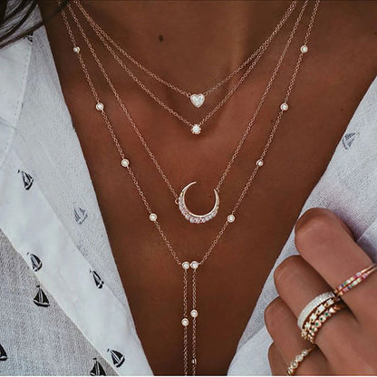 Vintage Crystal Geometry Star Moon Lock Necklace - Sonic Online Shop OM - Vintage Crystal Geometry Star Moon Lock Necklace - Sonic Online Shop OM - Vintage Crystal Geometry Star Moon Lock Necklace - Sonic Online Shop OM -  