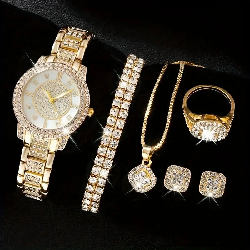 6pcs/set Glamorous Luxury Rhinestone Womens Watch with Quartz Movement - Sonic Online Shop OM - 6pcs/set Glamorous Luxury Rhinestone Womens Watch with Quartz Movement - Sonic Online Shop OM - 6pcs/set Glamorous Luxury Rhinestone Womens Watch with Quartz Movement - Sonic Online Shop OM -  
